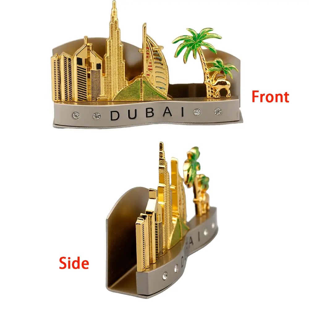 Custom Design Decoration Collectible Business Wedding Table Desk Metal Dubai Souvenir Business Name Card Holder