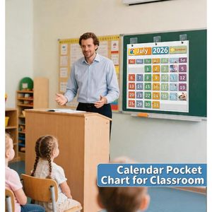 Calendario de bolsillo para el aula, 45 bolsillos, mensual, en blanco, esenciales para el maestro, uso escolar - Product Image 6