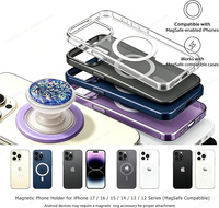 Support de téléphone magnétique rotatif à paillettes effet sable mouvant avec béquille et aimant puissant pour femmes, personnalisable avec logo