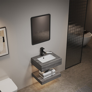 <span class=keywords><strong>Mueble</strong></span> de Baño Minimalista Personalizado, Montado en la Pared, con <span class=keywords><strong>Lavabo</strong></span> Integrado de Piedra, Estilo Hotel - Product Image 5