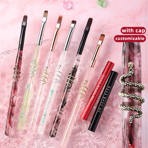 Vente en gros de pinceaux de manucure en gel UV de luxe, stylo serti au design unique avec manche transparent en nylon pour manucure et peinture - Product Image 1