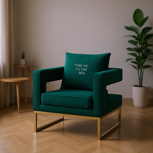 Fauteuil d'appoint rembourré vert DB Lenola avec pieds en métal et dossier capitonné, mobilier contemporain pour salon - Product Image 2