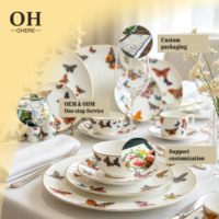 Ohere – Ensemble de vaisselle vintage en céramique et porcelaine, écologique, minimaliste, forme irrégulière, certifié CE, en stock, comprenant un bol