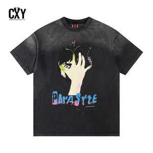 Nueva Camiseta de Manga Corta con Cuello Redondo, Estilo Casual Holgado, Lavada, Vintage, Desgastada, Pintada a Mano, de Marca Compartida - Product Image 2