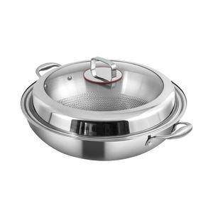 Wok Grande Triple <span class=keywords><strong>de</strong></span> Acero Inoxidable 316 Antiadherente, Wok Grande para <span class=keywords><strong>Cocina</strong></span> <span class=keywords><strong>de</strong></span> <span class=keywords><strong>Gas</strong></span> e Inducción, Wok <span class=keywords><strong>de</strong></span> 3 Capas Reforzado <span class=keywords><strong>con</strong></span> Tapa para Cocinar - Product Image 1