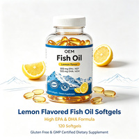 Gélules d'huile de poisson saveur citron OEM 800mg EPA 500mg DHA – Soutient la santé cérébrale, oculaire et cardiovasculaire – Complément nutritionnel quotidien