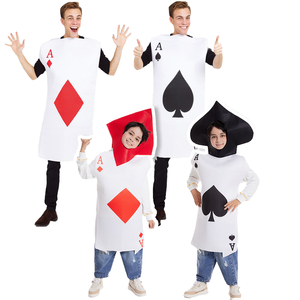 Costume de scène de jeu de cartes de poker As de pique diamants unisexe adulte homme femme, costume d'As de poker pour Halloween - Product Image 1