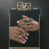 Nouvelle Bague Hiphop Audacieuse en Or Vert avec Chaîne, Étoile et Cœur, Ornée de Strass en Cristal, Bijou de Mariage et de Fiançailles pour Femmes et Filles, Cadeau QT