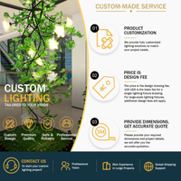 Lustre moderne en forme de ginkgo biloba, feuilles et fleurs vertes, pour atrium commercial