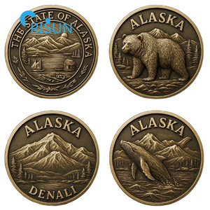 Pièces commémoratives personnalisées <span class=keywords><strong>de</strong></span> l'Alaska : Médaillon souvenir avec drapeau <span class=keywords><strong>de</strong></span> l'État <span class=keywords><strong>de</strong></span> l'Alaska, animaux et carte <span class=keywords><strong>de</strong></span> l'Alaska, pièce <span class=keywords><strong>de</strong></span> défi personnalisée <span class=keywords><strong>de</strong></span> l'Alaska - Product Image 2