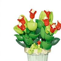 Ensemble de blocs de construction de plantes en pot en jade, 163 pièces, modèle miniature de fleurs en plastique à assembler, décoration de bureau, cadeau