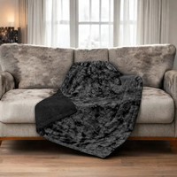 Couverture de jet de fausse fourrure double cravate-teinture noir doux chaud moelleux en peluche épaisse polaire jeter couverture pour canapé