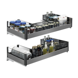 Panier de rangement coulissant d'angle double couche en ABS, type tiroir, pour l'organisation des armoires de cuisine, gain de place - Product Image 2