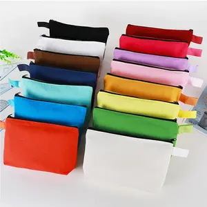 Customized Travel Cotton Canvas Multi-Function Storage Bag Women Blank Plain Cotton Makeup Cosmetic Bag