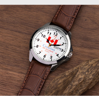 Montre-bracelet à quartz tendance avec cadran drapeau national et bracelet en cuir confortable, design unisexe décontracté pour un usage quotidien