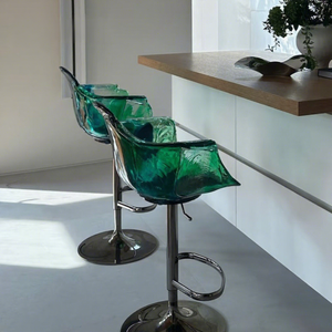 High-end Light Luxury PU Petal Design Dining Chair & Lifting <b>Bar</b> <b>Stool</b> for Living Room Island Counter Villa Furniture - Product Image 2