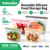 Sac de conservation alimentaire en silicone anti-fuite multi-capacités avec double fermeture et curseur en PP, réutilisable et autoportant pour une conservation optimale