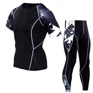Ensemble de vêtements de sport pour hommes, pantalon court à séchage rapide pour entraînement Crossfit, leggings de compression, t-shirts de gym, vente en gros - Product Image 1