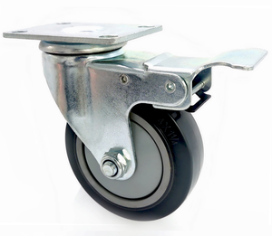 Roue pivotante en acier anti-crevaison avec roulement à billes simple de 100 mm (4 pouces) et capacité de charge de 150 kg, en polyuréthane, pour chariots - Product Image 2