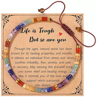 Bracelet en cristal naturel en gros, bracelet tissé avec sept chakras, avec carte, bracelet exquis pour femme