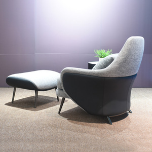 Fauteuil de salon moderne minimaliste en bois massif et fer avec dossier inclinable, chaise longue design pour salon, club-house, hôtel et réunion à domicile - Product Image 3