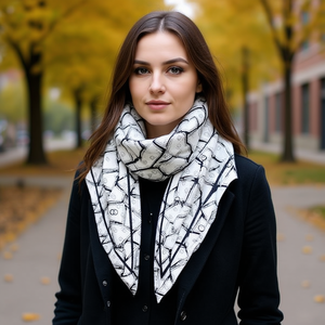 Sciarpa triangolare multifunzionale Zi 135x60 cm con stampa geometrica, accessorio casual per donna e uomo - Product Image 3