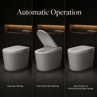 WC intelligent électrique sans réservoir avec bidet intégré, couvercle à ouverture automatique, siège chauffant, lavage à l'eau chaude et télécommande