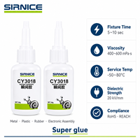 Pegamento Instantáneo de 20g, Cianoacrilato de Etilo, Superpegamento de Adhesión Rápida, Curado por Humedad para Metal -50~80C, RoHS REACH CY3018