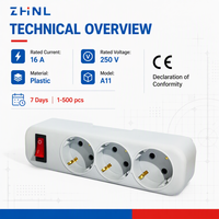 Adaptateur de voyage européen 16A 250V avec interrupteur, convertisseur de prise Schuko et prise, divers types de multiprise EU/SA 16A 250V
