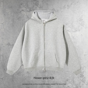 ชุดเซ็ตเสื้อผ้าผู้ชายแบบใหม่ สไตล์ยุโรปและอเมริกา ทรงหลวม ซิปหน้า เสื้อสองชิ้น สำหรับผู้ชายและผู้หญิง ผ้าฟลีซ 350 กรัม เสื้อฮู้ด - Product Image 6