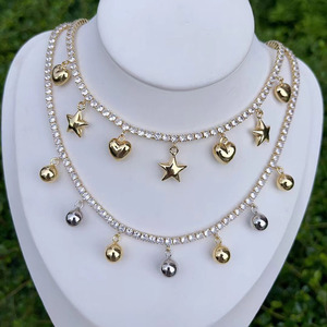 NZ157ทอง18K สวยตุ้งติ้งรูปดาวและลูกกลมตุ้งติ้งสร้อยคอเทนนิส - Product Image 2