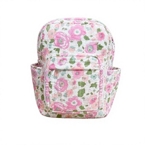 100% cotton quilted school backpack kids bookbag lightweight handmade travel daypack adjustable durable washable - Product Image 1