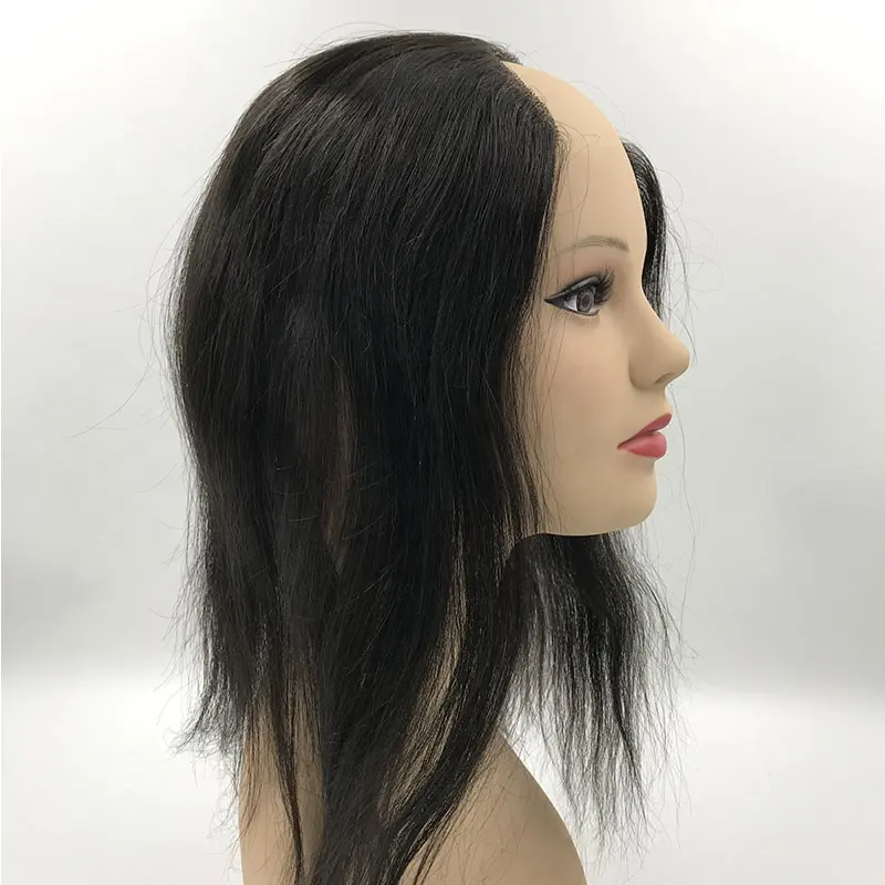 personalised long silk straight hand tied human hair women topper pieces for thinning hair loss
