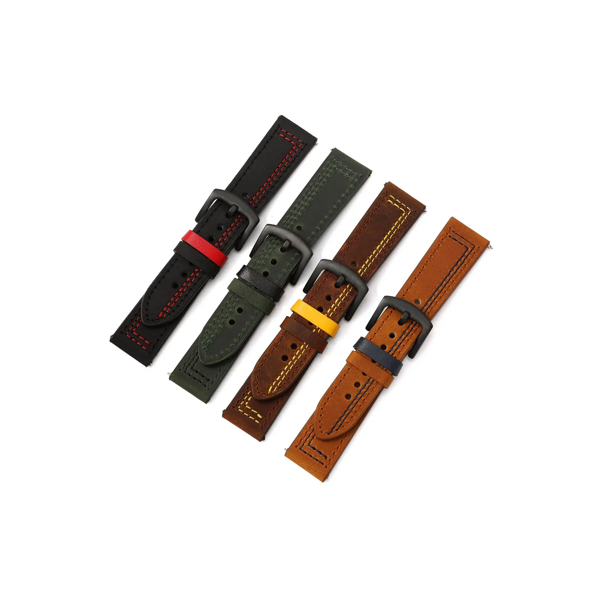 Onthelevel 18/20/22/24Mm Custom Logo Horlogebandjes Gek Paard Leer Quick Release Smart Horloge Bandjes Voor Ss Horloges