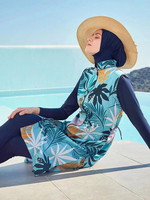 2024 nouvelle grande taille imperméable modeste Burkini Femmes longue plage Floral Burkini maillot de bain maillots de bain couverture complète femmes