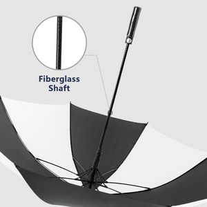 Ouverture automatique 34 pouces Extra Large 190T pongé tissu imperméable Logo personnalisé en fibre de verre tempête coupe-vent parapluie droit classique - Product Image 4