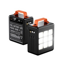 Batterie externe multi-ports Super 100000 mAh pour l'extérieur avec lampe de camping, 3 câbles, charge rapide PD 22,5 W, chargeur durable et longue durée