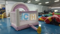 En stock, château gonflable arc-en-ciel pour mariage, location de fête, château gonflable extérieur rose avec toboggan