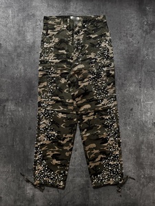 Jeans en denim pour homme HaiYao 2026, de haute qualité, personnalisés, en tissu camouflage, avec des perles et des strass, coupe droite, streetwear, hip-hop, OEM ODM, coton - Product Image 1