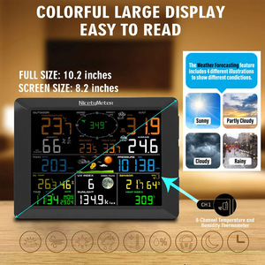 Station météo sans fil 7-en-1 WiFi solaire avec surveillance à distance, baromètre, thermomètre, hygromètre, anémomètre avec direction et vitesse du vent - Product Image 2