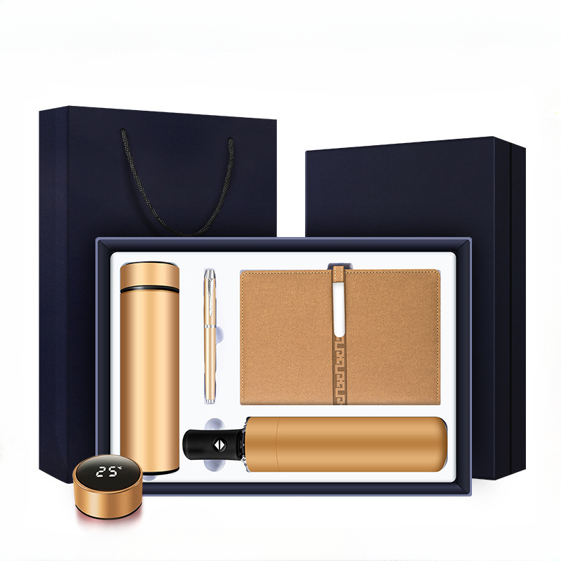 3pcs set [cup + notebook +  pen] gold