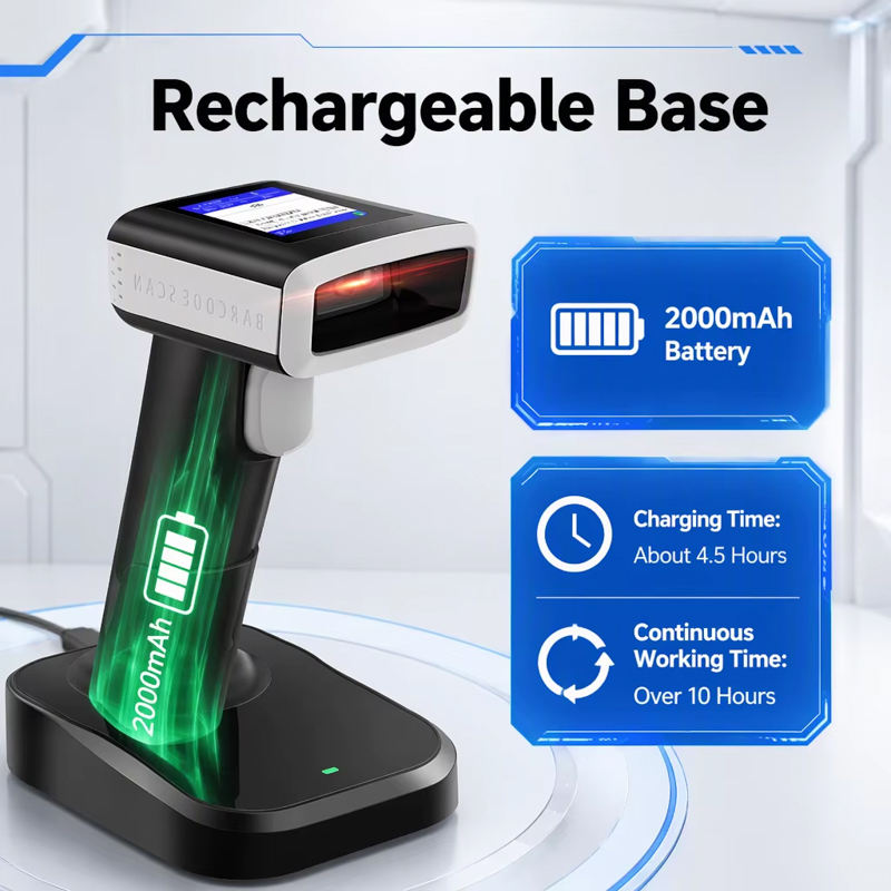 Jingxin Wireless Handheld Code Scanner Buzzer LED Vibration Feedback 1D ...