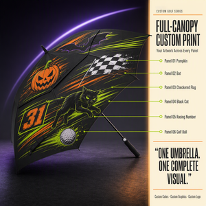 Parapluie de golf personnalisé en forme de citrouille d'Halloween, grand parapluie promotionnel coupe-vent, logo imprimé sur mesure, OEM ODM - Product Image 3