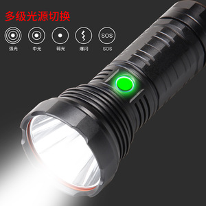 ไฟฉายแบบชาร์จไฟผ่าน USB LED ระยะส่อง 300-400 เมตร สำหรับงานอุตสาหกรรมและกลางแจ้ง พร้อมโหมด SOS ผิวสัมผัสแบบขัดเงา - Product Image 4