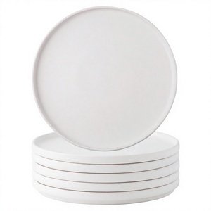 Luxury Round <b>Ceramic</b> Black Matte Nordic Salad <b>Plate</b> with Gold Rim Eco-Friendly for Restaurant Presents - Product Image 2