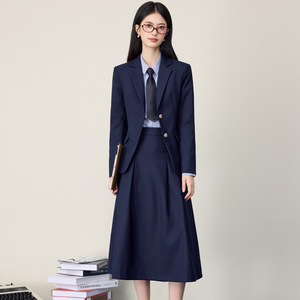 Women's Black Suit <b>Set</b> Midi Skirt Slim Fit Professional <b>Office</b> Lady Anti-Wrinkle Polyester Formal Wear - Product Image 4