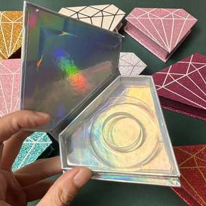 במלאי lash תיבות יהלום בצורת מינק ריסים ריקים עבור פס ריסים שרוכים עבור פס ריסים מותאם אישית לוגו ריק תיבת ריסים למכירה - Product Image 5