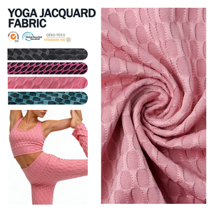 Tissu jacquard en polyester et élasthanne respirant Dryfit extensible dans les quatre sens avec logo personnalisé pour les maillots de sport, les vêtements de yoga, les vêtements de sport pour femmes - Product Image 1