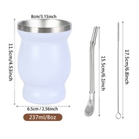 Ensemble de bombilla pour yerba mate, 8 oz, double paroi, isolé sous vide, en acier inoxydable 304, léger, écologique, tasse à mate, chopes à bière