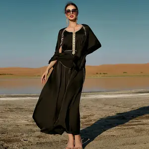 Abito nero 2 pezzi di ultima generazione in caftano caftani dubai abbigliamento islamico tunique borka abayah abbigliamento etnico